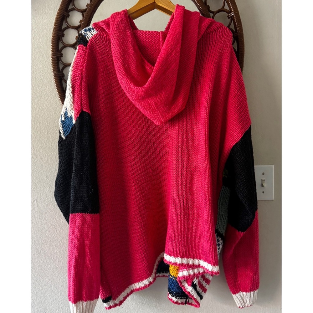 Vintage handmade colorful knit patchwork women's sweater size L-XL - Picture 2 of 5